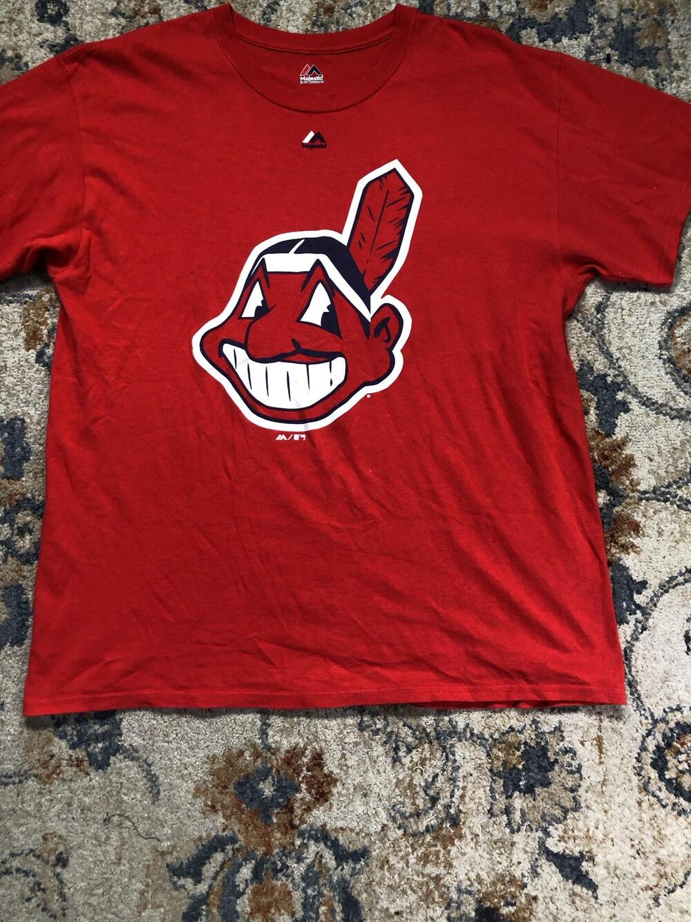 Cleveland Indians Shirt Mens Large Red MLB Baseball Majestic Chief Wahoo Tee - Picture 5 of 10